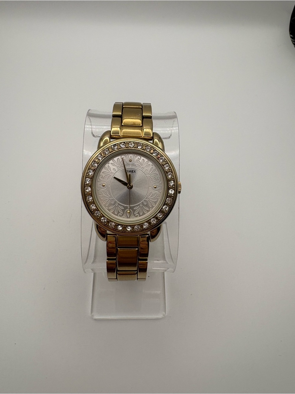 Timex Women's Gold-Tone Bracelet and Case Swarovski Crystals Dress Watch T2P257